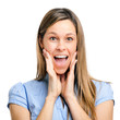 Surprised excited woman screaming amazed in joy