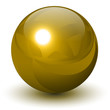 Gold sphere, vector golden ball.