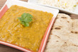 Tarka Dal - Indian yellow lentil curry with rice and chapatis