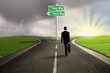Businessman choosing easy way road