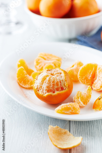 Photo: Peeled mandarin oranges on a plate Peeled mandarin oranges on a plate