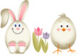 Vector: Easter bunny on chick Easter bunny on chick