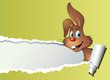 Vektor: Osterhase guckt durchs Papierblatt Osterhase guckt durchs Papierblatt