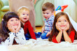 group of attentive kids in nursery room