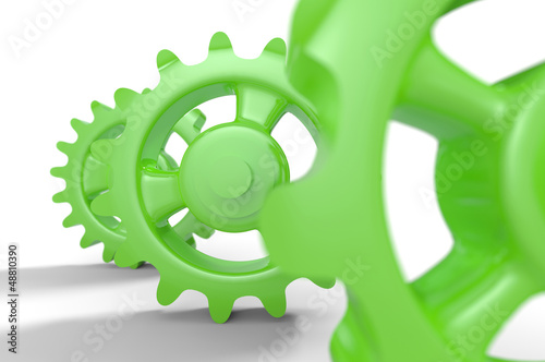 Illustration: Grüne Zahnräder isoliert 6 Grüne Zahnräder isoliert 6