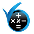 calculatrice sur bouton validé bleu