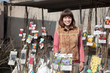 woman chooses trees sprouts