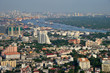 Bangkok city and Chaophraya River from bird's-eye view in evenin