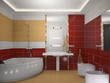 Modern interior of a bathroom 3D