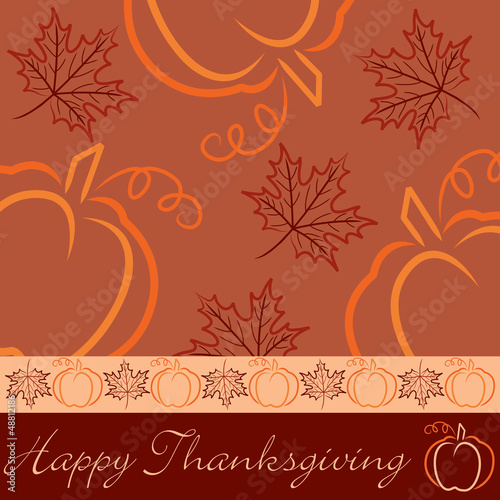 Vector: Hand drawn pumpkin and maple leaf Thanksgiving card in vector fo Hand drawn pumpkin and maple leaf Thanksgiving card in vector fo
