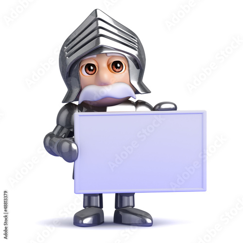 Illustration: Knight holds a blank sign Knight holds a blank sign