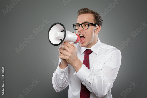 Photo: Man with Megaphone Man with Megaphone