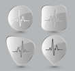Cardiogram. Glass buttons. Vector illustration.