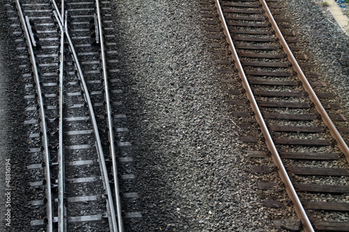 Photo: Normalschienen und Schienen einer Schmalspurbahn Normalschienen und Schienen einer Schmalspurbahn