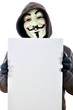 Anonymous mit leerem Schild