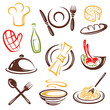 Koch, kochen, Restaurant, Essen, vector set