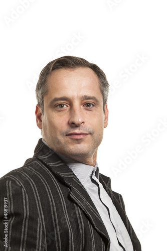 Photo: portrait of adult man, isolated on white background portrait of adult man, isolated on white background