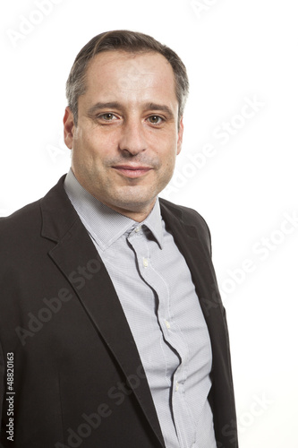 Photo: portrait of adult man, isolated on white background portrait of adult man, isolated on white background