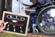 Schild  Inklusion mit Rollstuhlfahrer