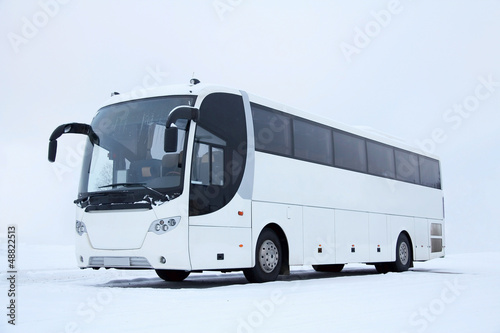 Photo: White Bus in Winter White Bus in Winter