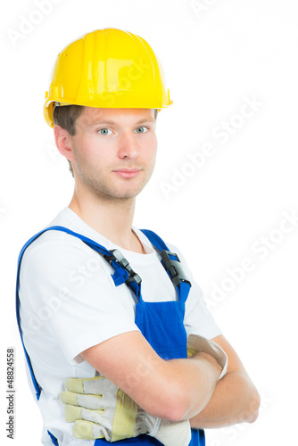 Photo: bauarbeiter mit schutzhelm bauarbeiter mit schutzhelm