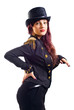 The actress of a cabaret in a black suit