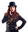 The actress of a cabaret in a black suit