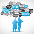 nuage de mots bulles silhouette : retraite