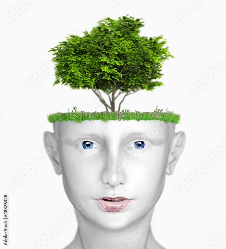 Illustration: head with tree head with tree