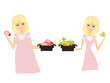 isolated illustration of thick and thin girls