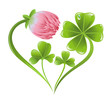 Heart icon with clover leaf and blossom