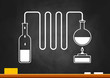 Distillation kit on blackboard