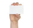 Hand holds charge card on white background.