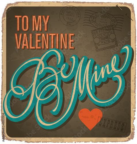 Vector: hand-lettered vintage valentines card (vector) hand-lettered vintage valentines card (vector)