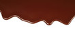 Melted chocolate dripping on white background .