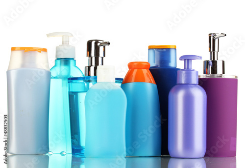 Photo: A lot of different cosmetic products for personal care isolated A lot of different cosmetic products for personal care isolated