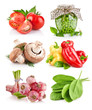 set vegetable with green isolated on white background