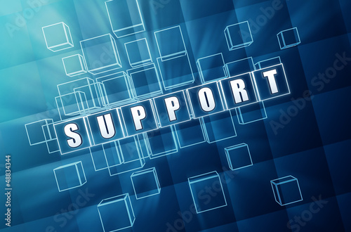 Illustration: blue support in glass blocks blue support in glass blocks