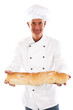 Baker holding bread