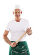 Baker holding rolling pin