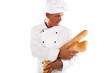 Baker holding bread