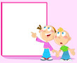 Vektor: Boy and girl near blackboard Boy and girl near blackboard