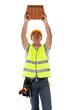 Construction worker wearing hard hat and vest