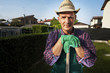 Gardener working in garden
