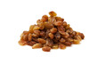 Pile of raisins isolated on white background