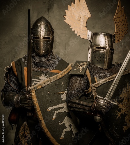 Photo: Tow medieval knight in full armour Tow medieval knight in full armour