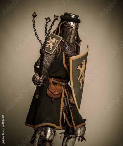 Photo: Medieval knight with mace and shield Medieval knight with mace and shield