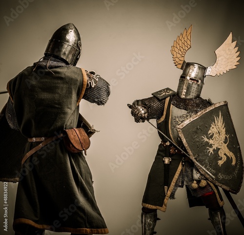 Photo: Fight between two medieval knight Fight between two medieval knight