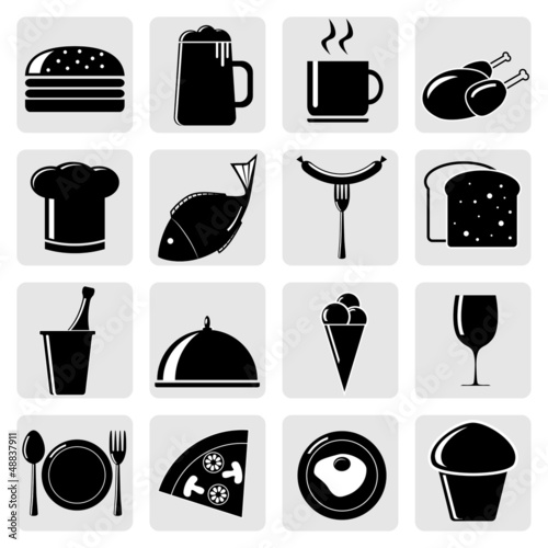 Vector: Set of vector icons with food. Set of vector icons with food.
