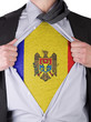 Business man with Moldavian flag t-shirt